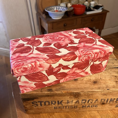 Vintage fabric covered storage - fabric-covered,
