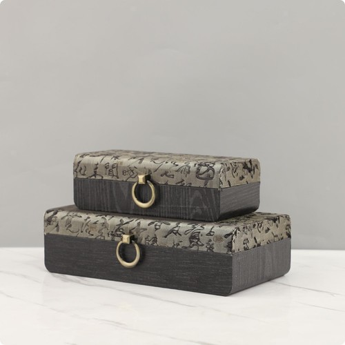 Wooden storage box with hinged