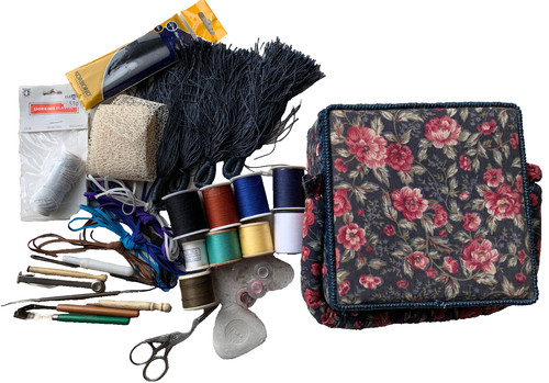 Fabric covered sewing box - fabric,