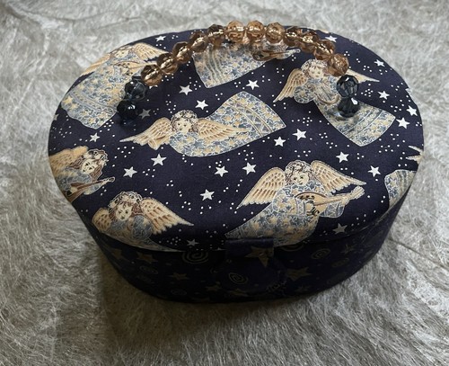 Round vintage fabric covered - fabric,