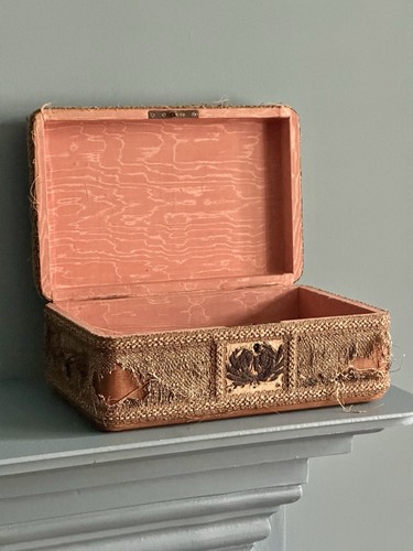 Antique box fabric covered - fabric,