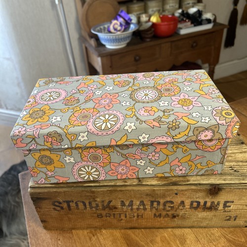 Vintage fabric covered storage - vintage, fabric-covered